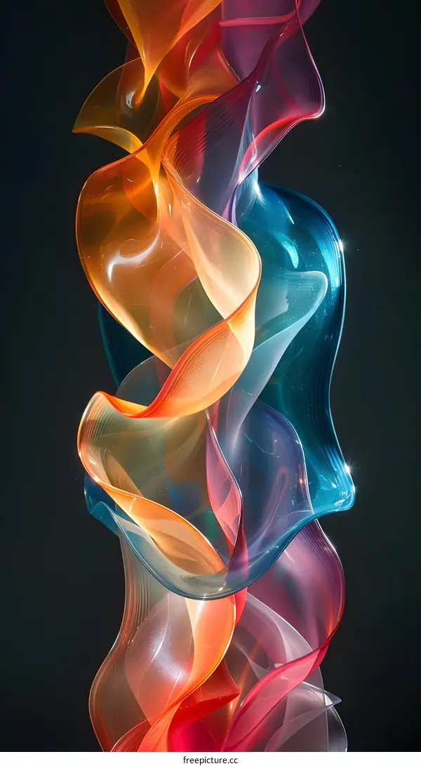 Abstract Colorful Glass Shapes on Black Background