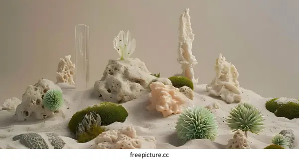 Abstract Minimalist Still Life With Sand and Rock Formations