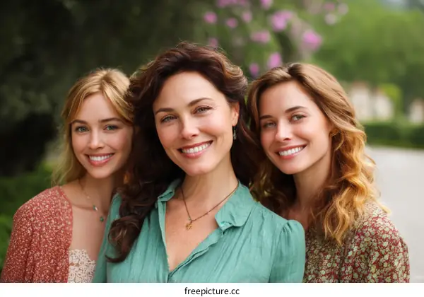 Three Women Smiling Outdoor Portrait