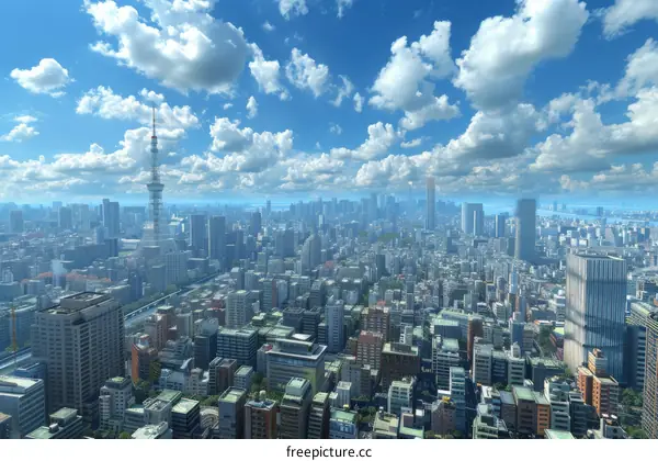 Tokyo City Skyline with Skyscrapers