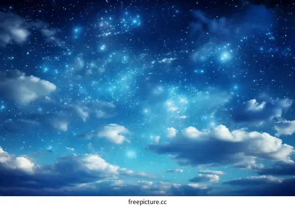 Starry Night Sky with Clouds