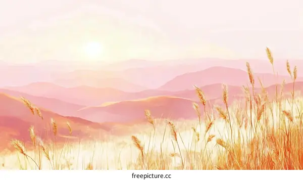 Pastel Mountains Sunrise Landscape
