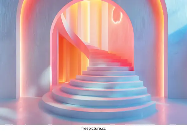 Abstract Pastel Spiral Staircase Interior Design