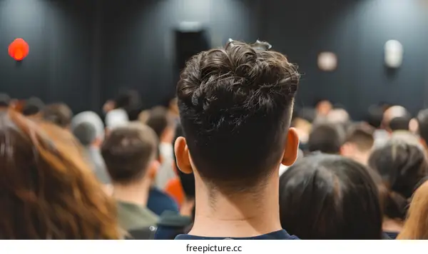 Back of the head in a crowd of people