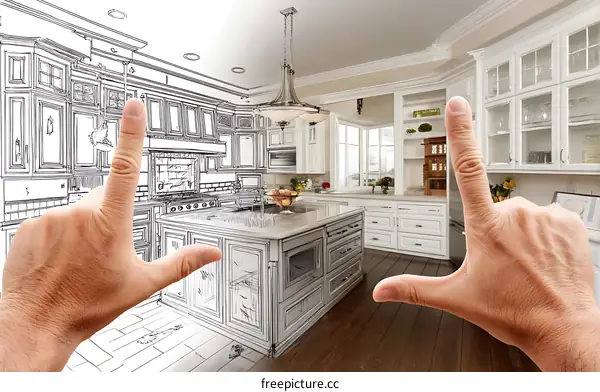 Kitchen Design Overlay with Blueprint