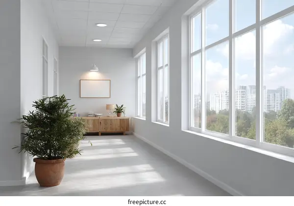 Modern Minimalist Corridor Interior Design Illustration