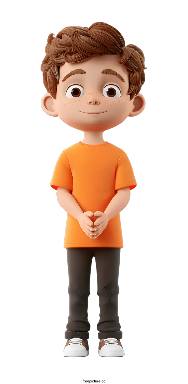 [Transparent Background PNG]3D rendering of a cute cartoon boy