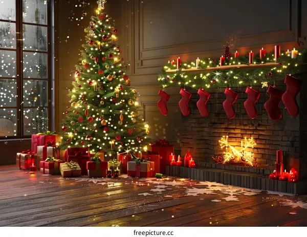 Christmas Tree Fireside Living Room