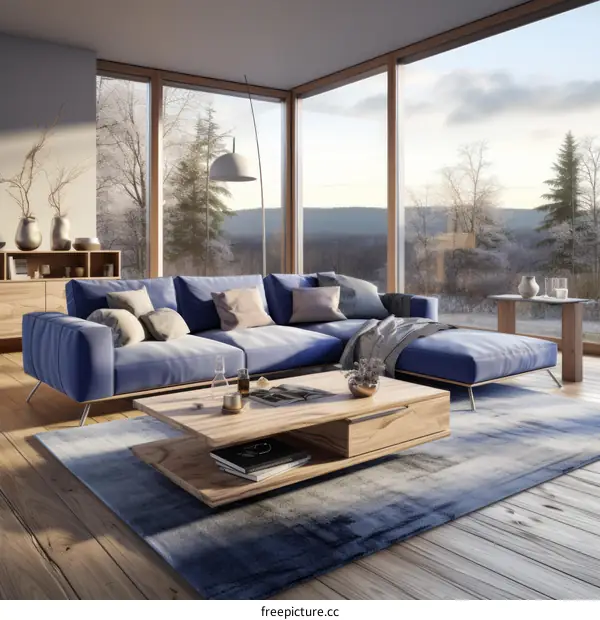 Blue Modern Living Room Interior Design