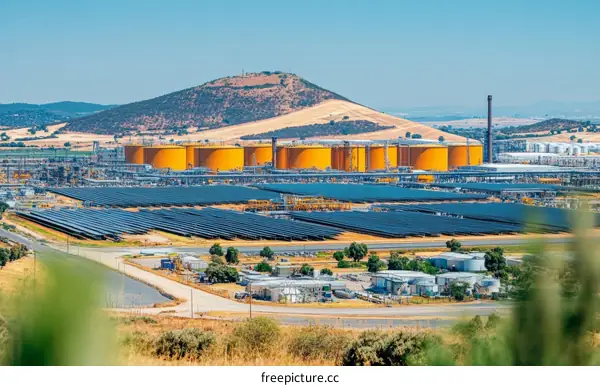 Industrial Solar Power Plant on a Sunny Day