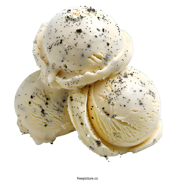 [Transparent Background PNG]Three scoops of vanilla ice cream