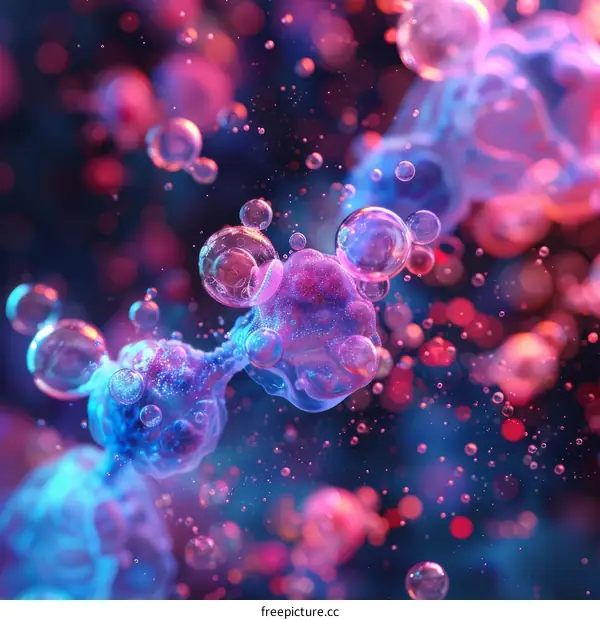 Abstract Art of Vibrant Pink Blue Bubbles Background