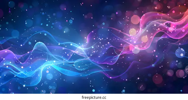 Colorful light waves flowing