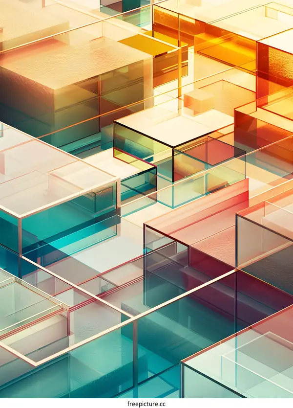 Abstract Colorful Glass Cubes