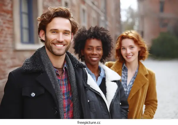 Three Diverse People Outdoors in City