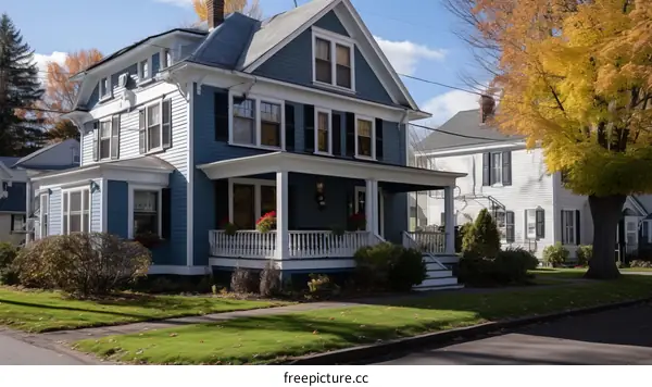 Blue Victorian Style House