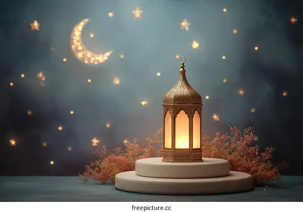 Golden Lantern Ramadan Night Scene