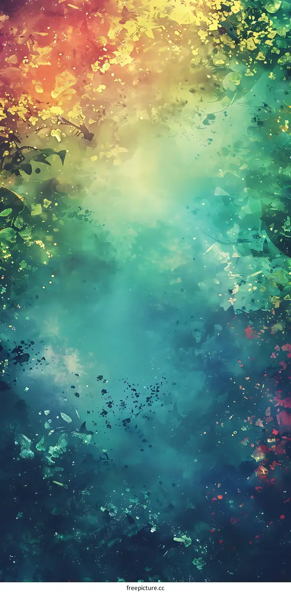 Abstract Watercolor Background with Green and Yellow Colors