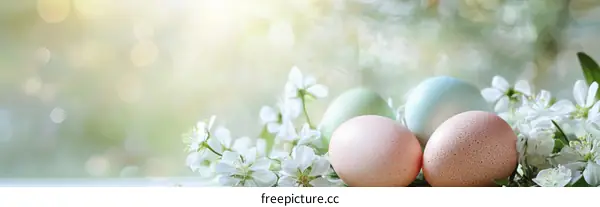 Easter Eggs Nestled Among Blossoms
