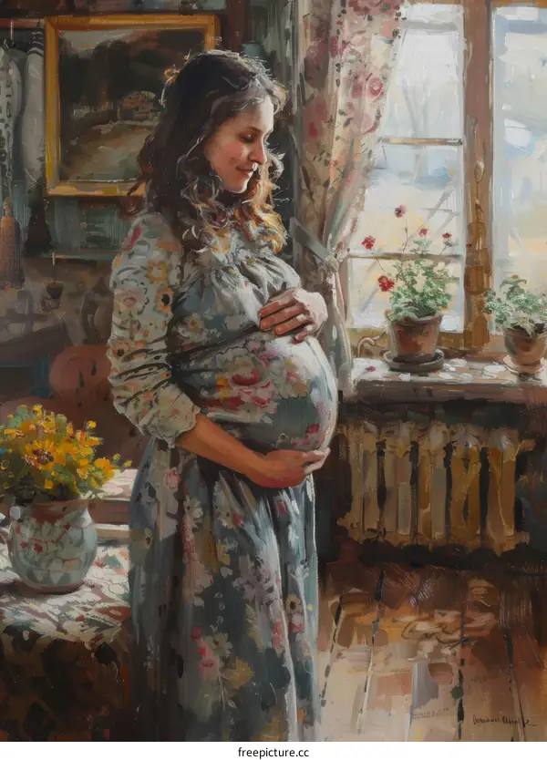 A Portrait of a Pregnant Girl by a Russian Painter
