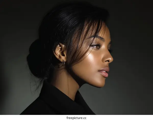 Closeup Portrait of a Dark-Skinned Woman