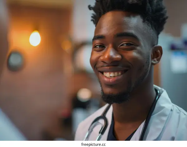 Portrait of a young African-American male doctor smiling