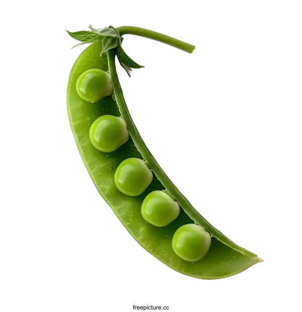 [Transparent Background PNG]Fresh Green Pea Pod with Five Peas