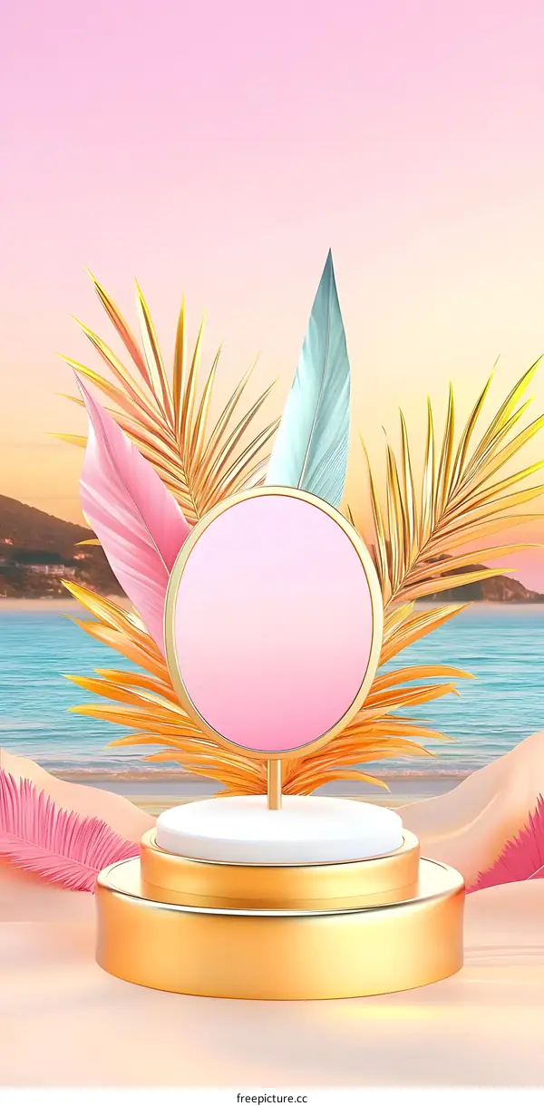 Golden Circle Tropical Summer Beach Mockup