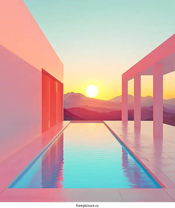 Minimalist Pool with Sunset View