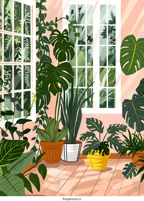 Indoor Plants by the Window Illustration