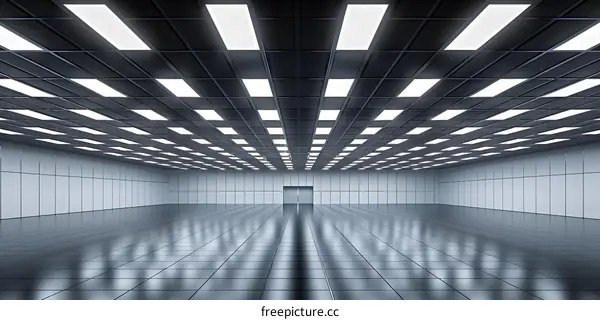 Empty Modern Room with White Walls and Grey Ceiling