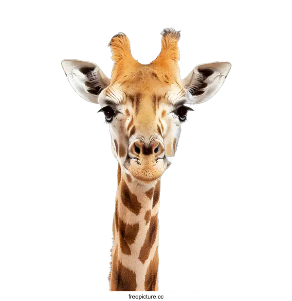 [Transparent Background PNG]Close Up Portrait of a Giraffe Looking at the Camera