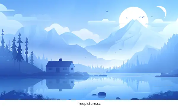 Blue Mountains Landscape Illustration