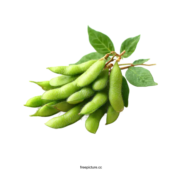 [Transparent Background PNG]Fresh Green Soybeans on a Branch