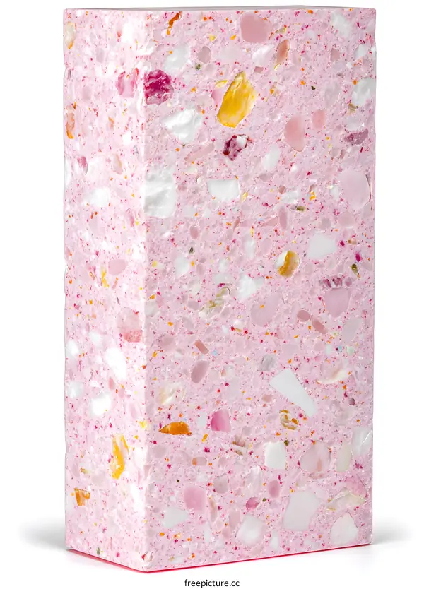Pink Terrazzo Slab with White and Yellow Stones