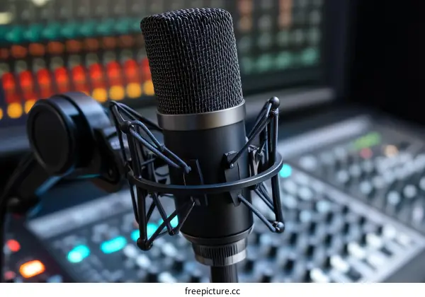 Studio Microphone Close-up in Recording Environment
