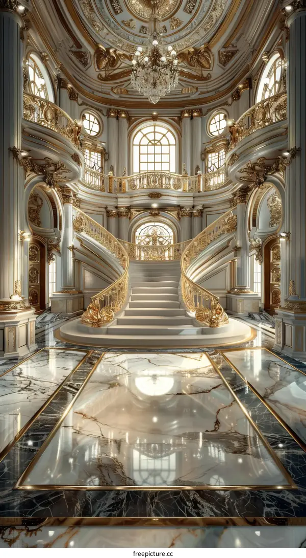 Grand Marble Entryway with Gold Accents