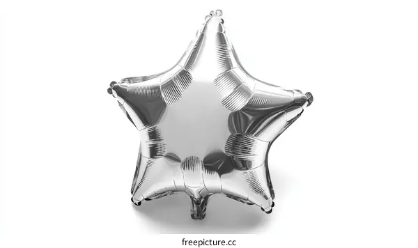 Silver Star Foil Balloon on White Background