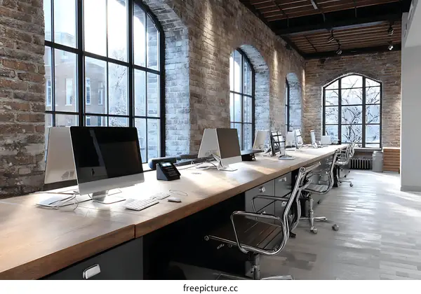 Modern Industrial Office Space with Multiple Workers