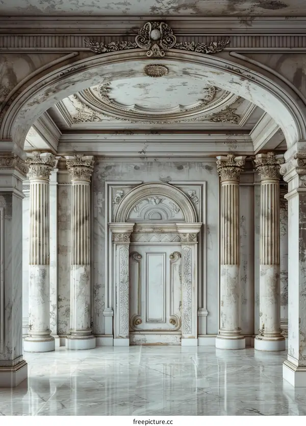 Majestic Marble Hallway with Ornate Architecture