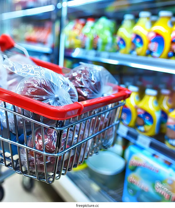 Close Up of Red Apples in Shopping Cart