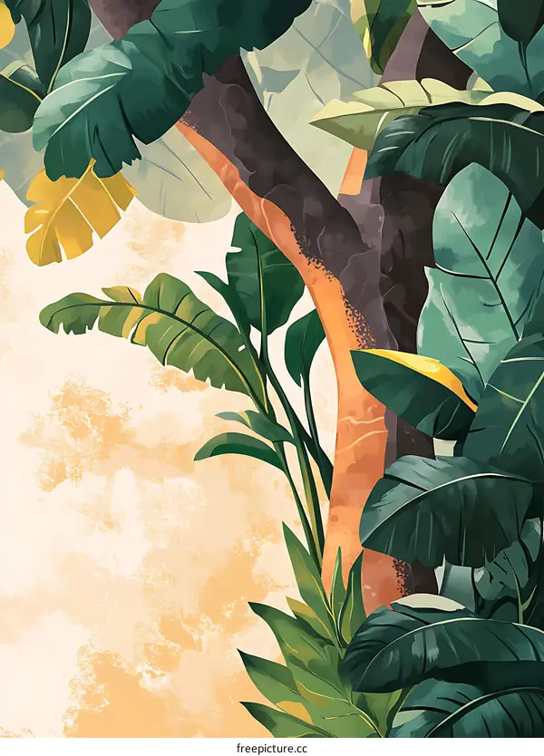 Tropical Jungle Leaves Illustration