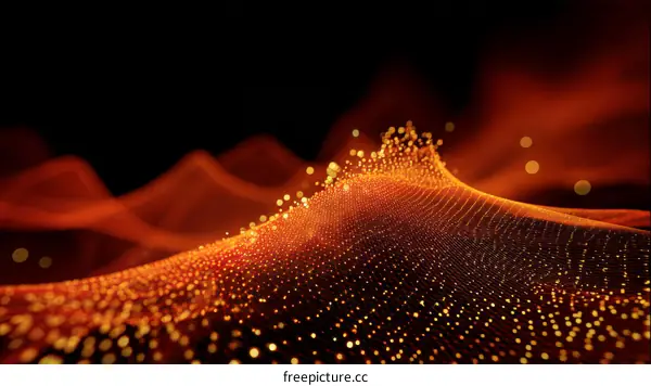 Abstract Golden Particle Wave Background Design
