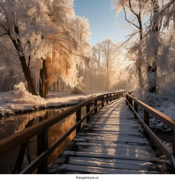 Snowy Forest Bridge
