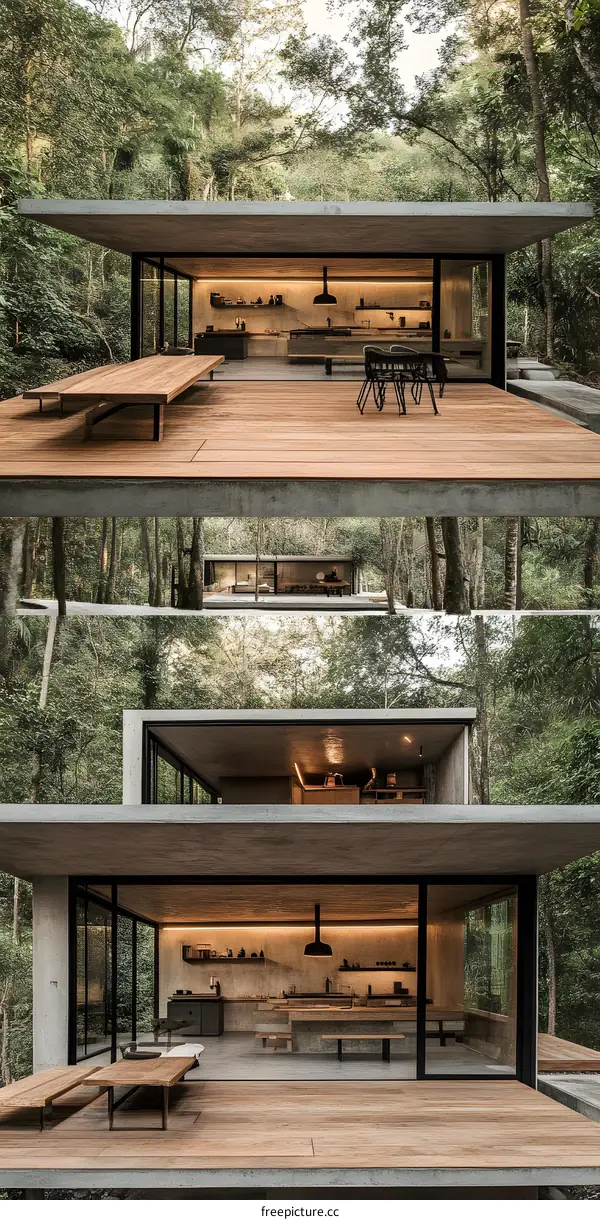 Modern Minimalist Concrete House in the Woods