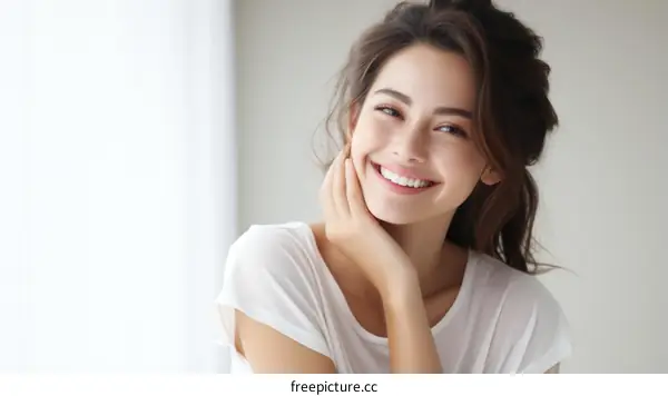 Portrait of a beautiful young woman smiling