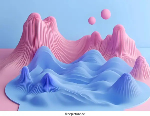 Abstract Pink And Blue 3D Mountains Background