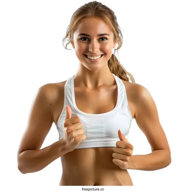 [Transparent Background PNG]Fit Woman Giving Thumbs Up