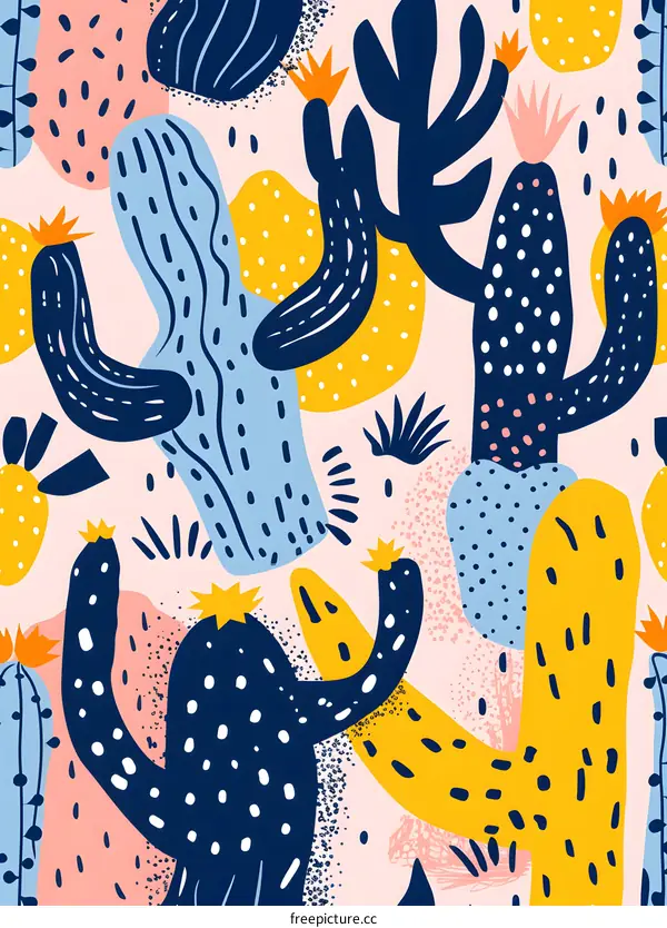 Abstract Cactus Pattern Seamless Design