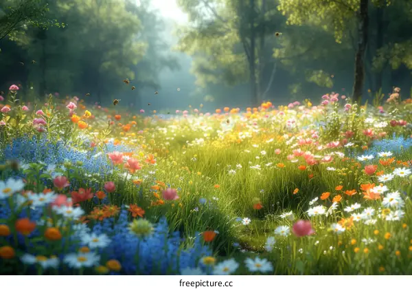 The Beauty of Nature in a Summer Flower Field